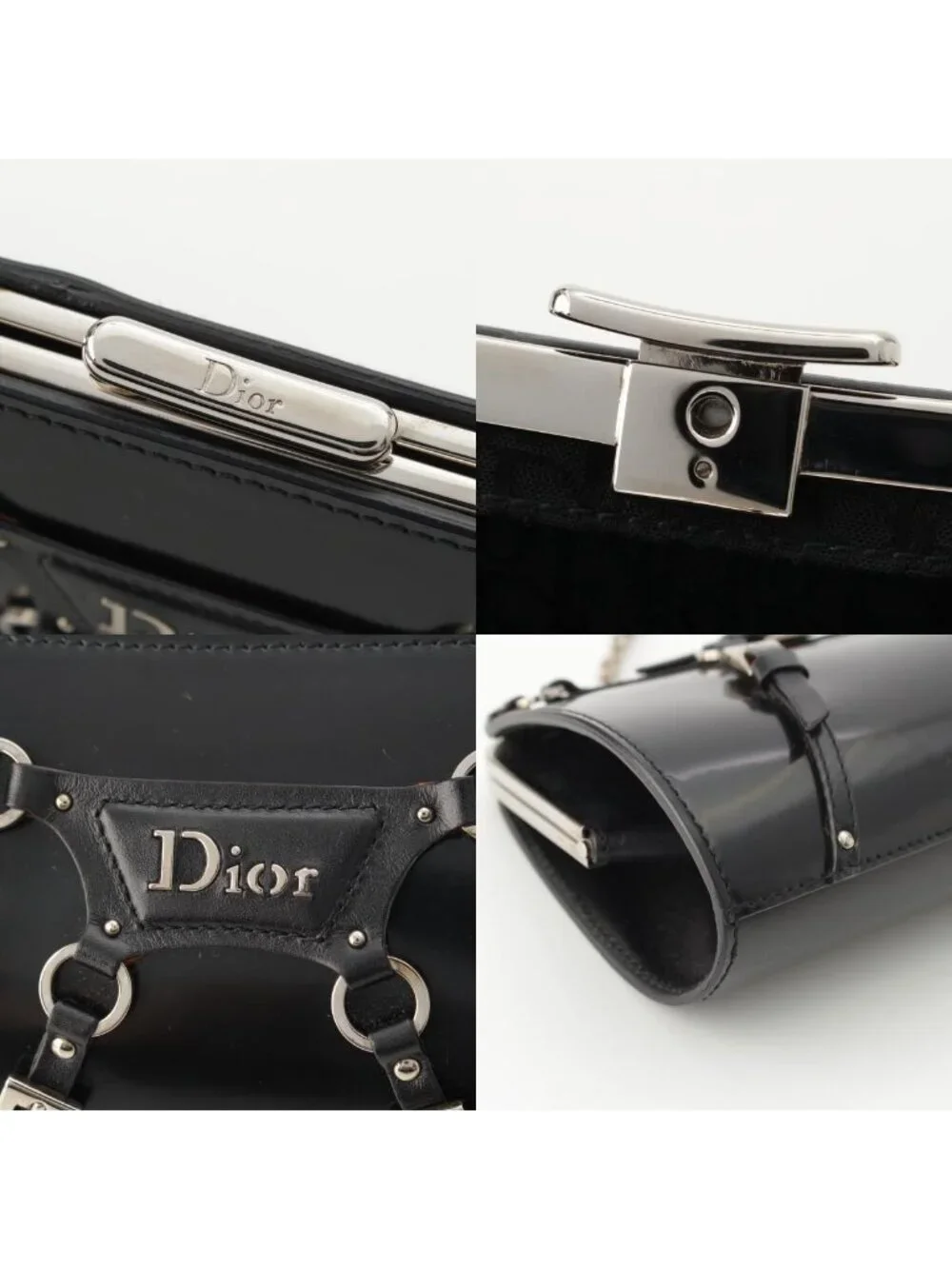 Dior Galiano Era Leather Bondage Chain Shoulder Bag Black